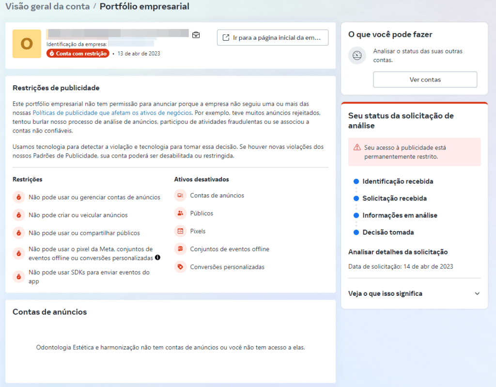 Fixing failed to claim the Instagram Account in Business Manager - Solutions conta-empresarial-proibida-de-anunciar