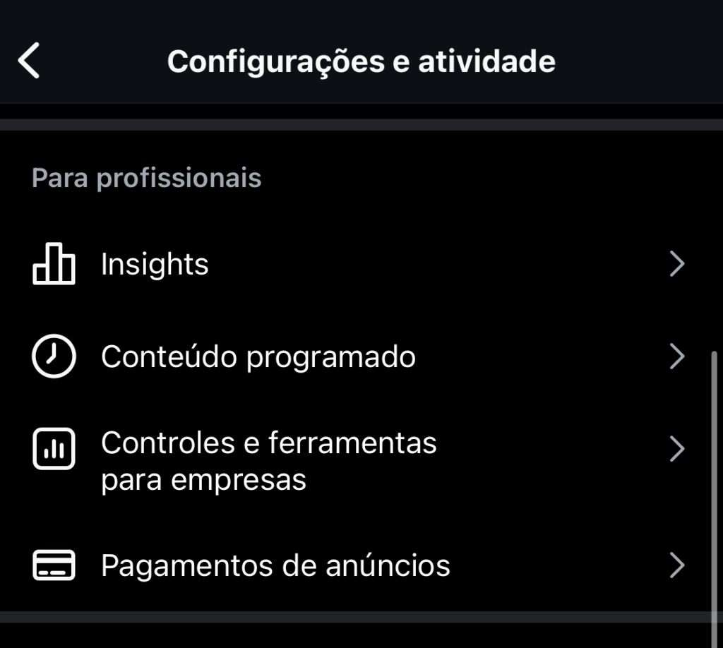 Como reverter uma conta do Instagram de profissional para pessoal 2